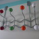 Door hook with 10 hooks-balls, metal and wood, 70s