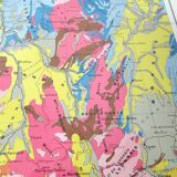 Old map of France the central massif in 1950 43x43cm