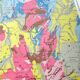Old map of France, the Massif Central in 1950, 43x43cm.