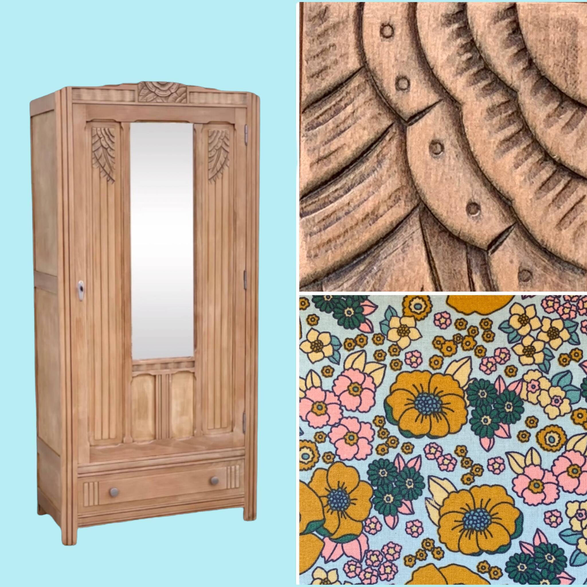 Parisian wardrobe art deco wood brut