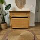 Console vintage en rotin avec tabouret / meuble coiffeuse