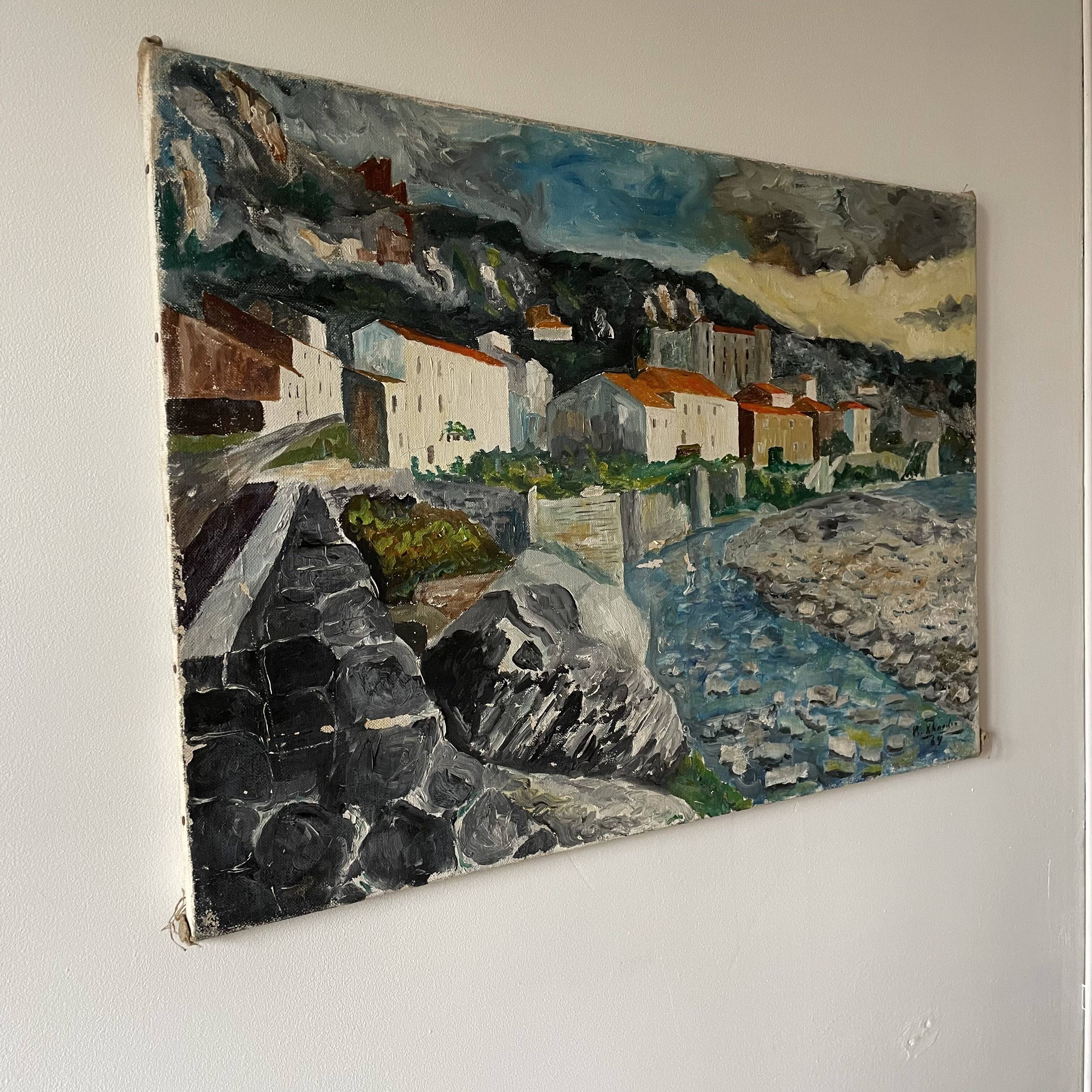 Oil on canvas "View of Corsica" signed and dated 64.