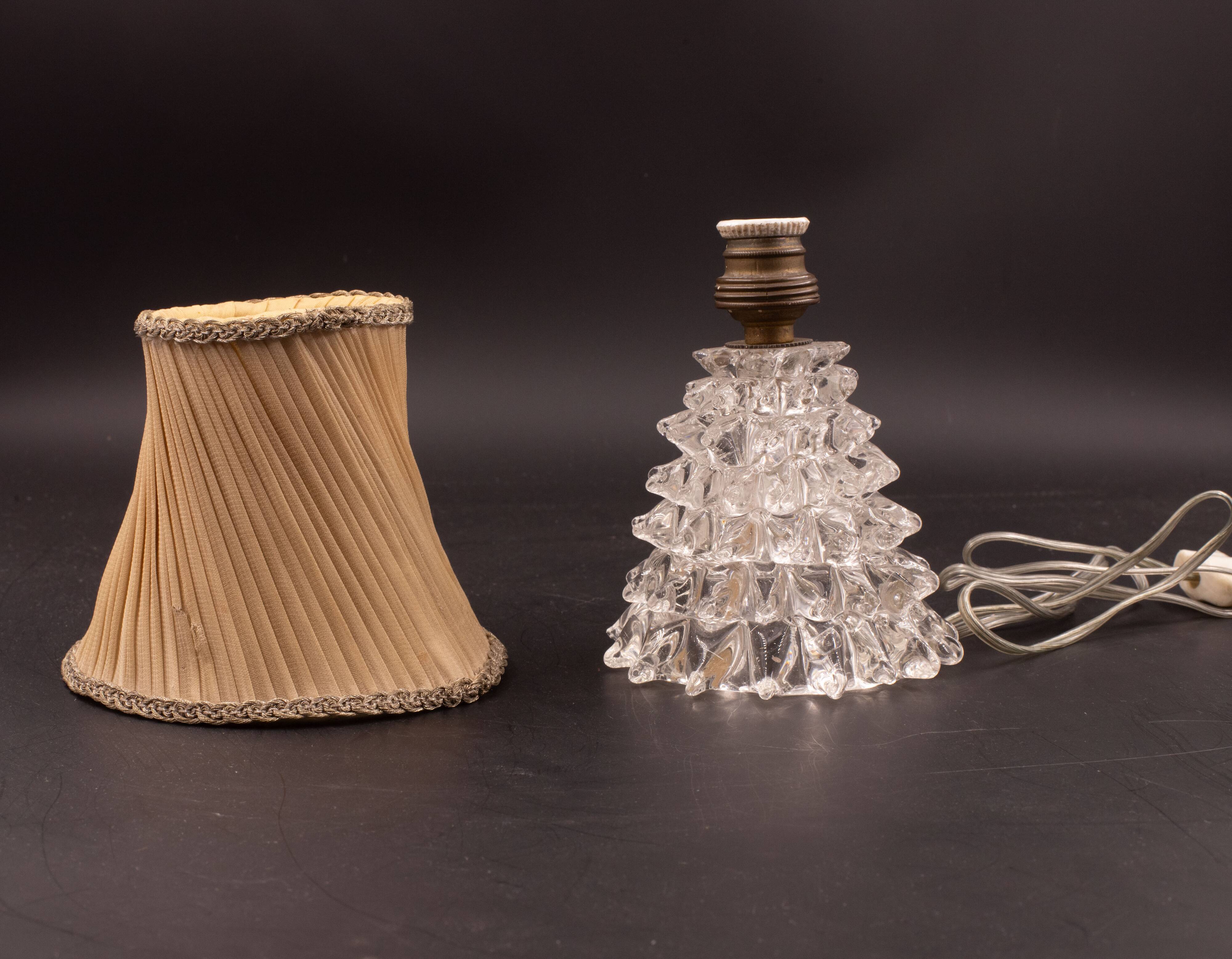 Lampe de table dans un vase en verre de murano rostrato pour barovier & toso, années 1940