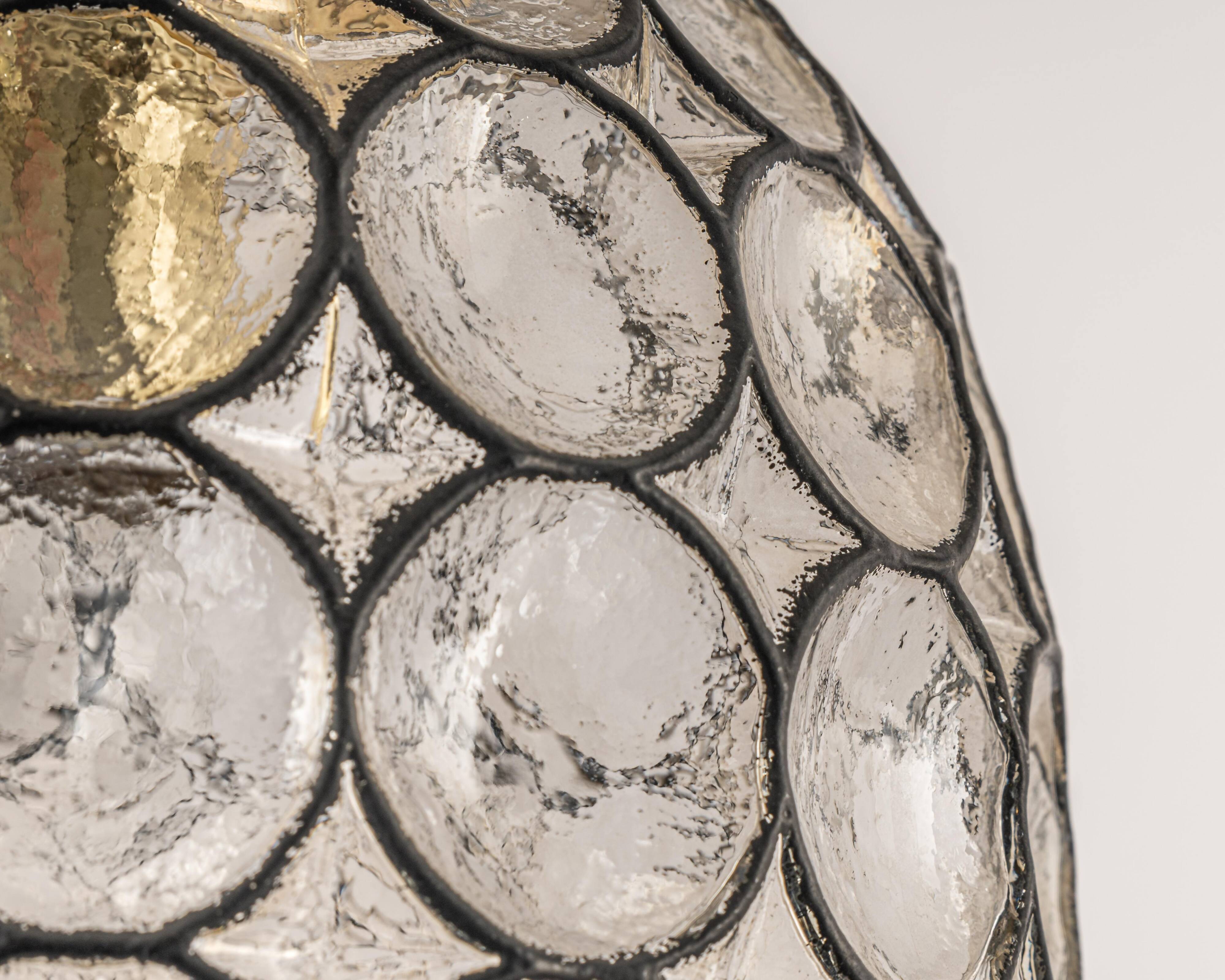 Glass and iron hanging lamp by Limburg, Germany, 1960s