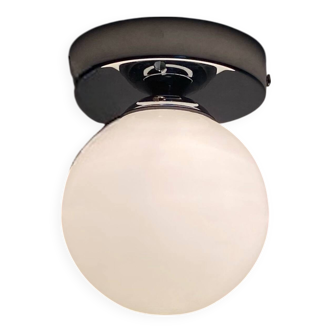 Petite applique murale plafonnier ancien globe verre opaline blanc 12 cm