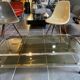 Table basse double plateau verre chrome style Bauhaus vintage 1970