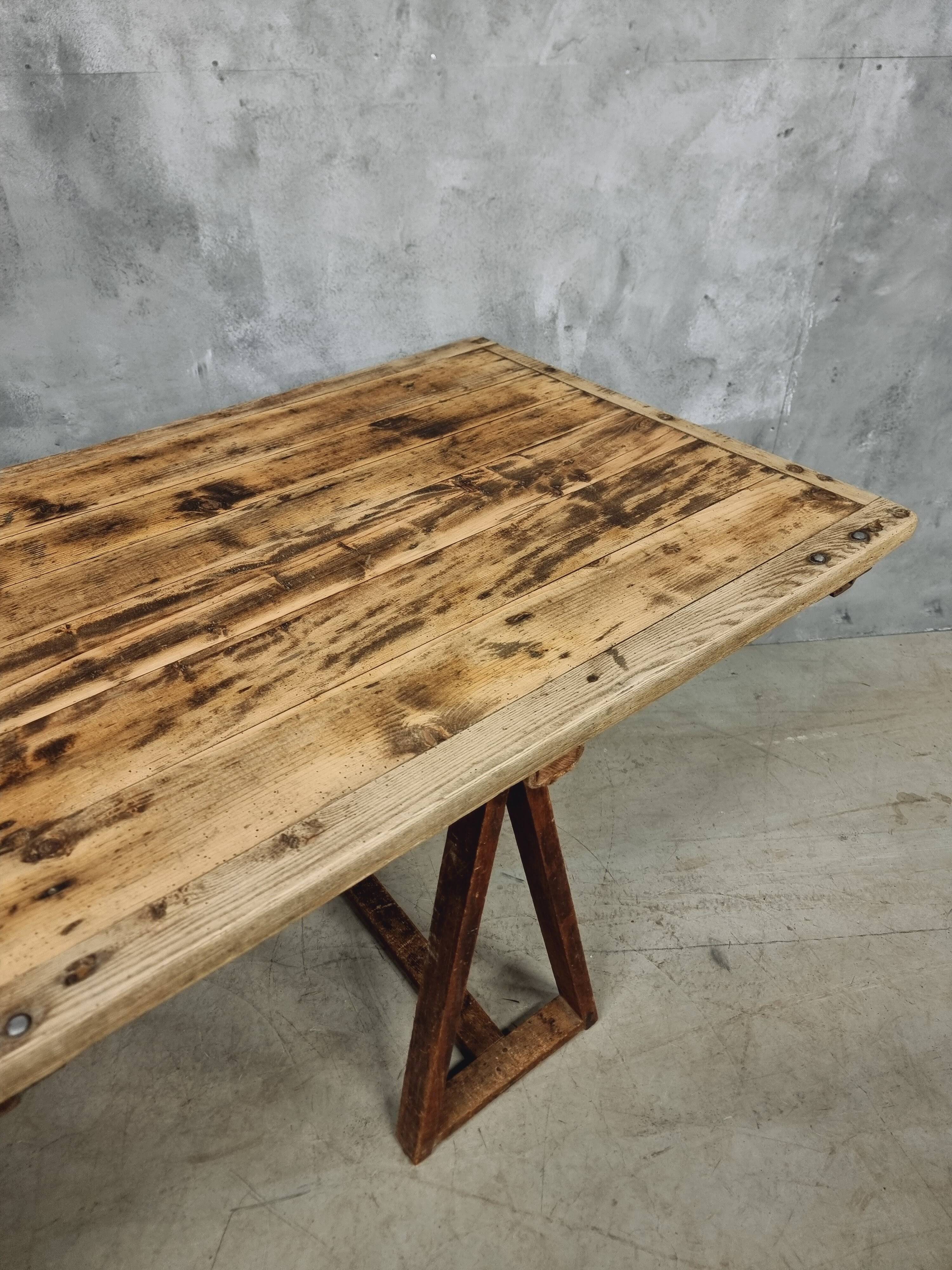 Antique trestle table XXL garden table 89 x 308 cm