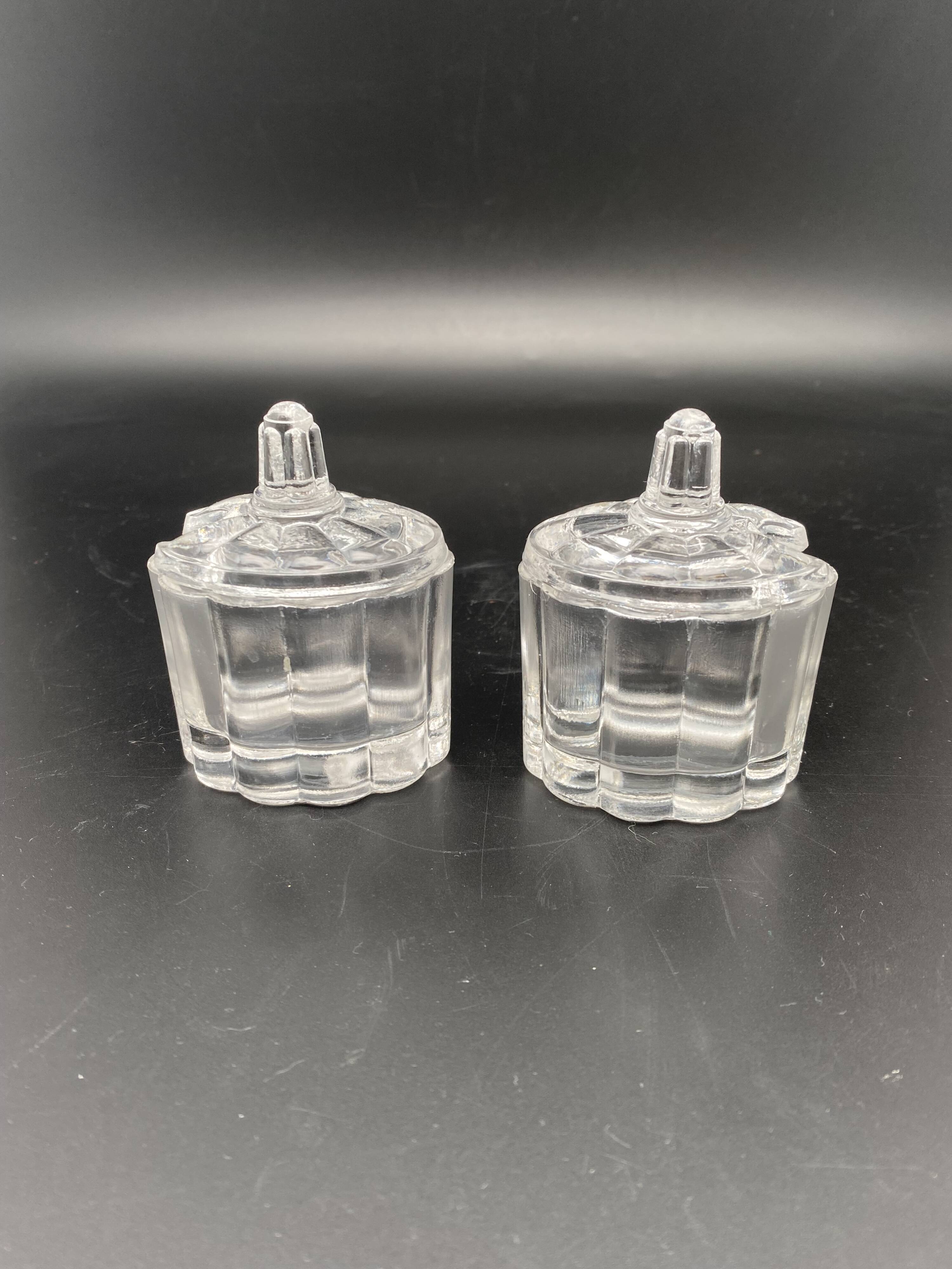 Duo salt shaker & pepper shaker in transparent worked glass