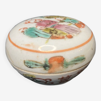 China, small porcelain candy box with 20th century characters