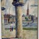 Swedish Oil on Panel “Stockholm Motif” by Emil Hellbom, Vintage & Framed 56×48cm