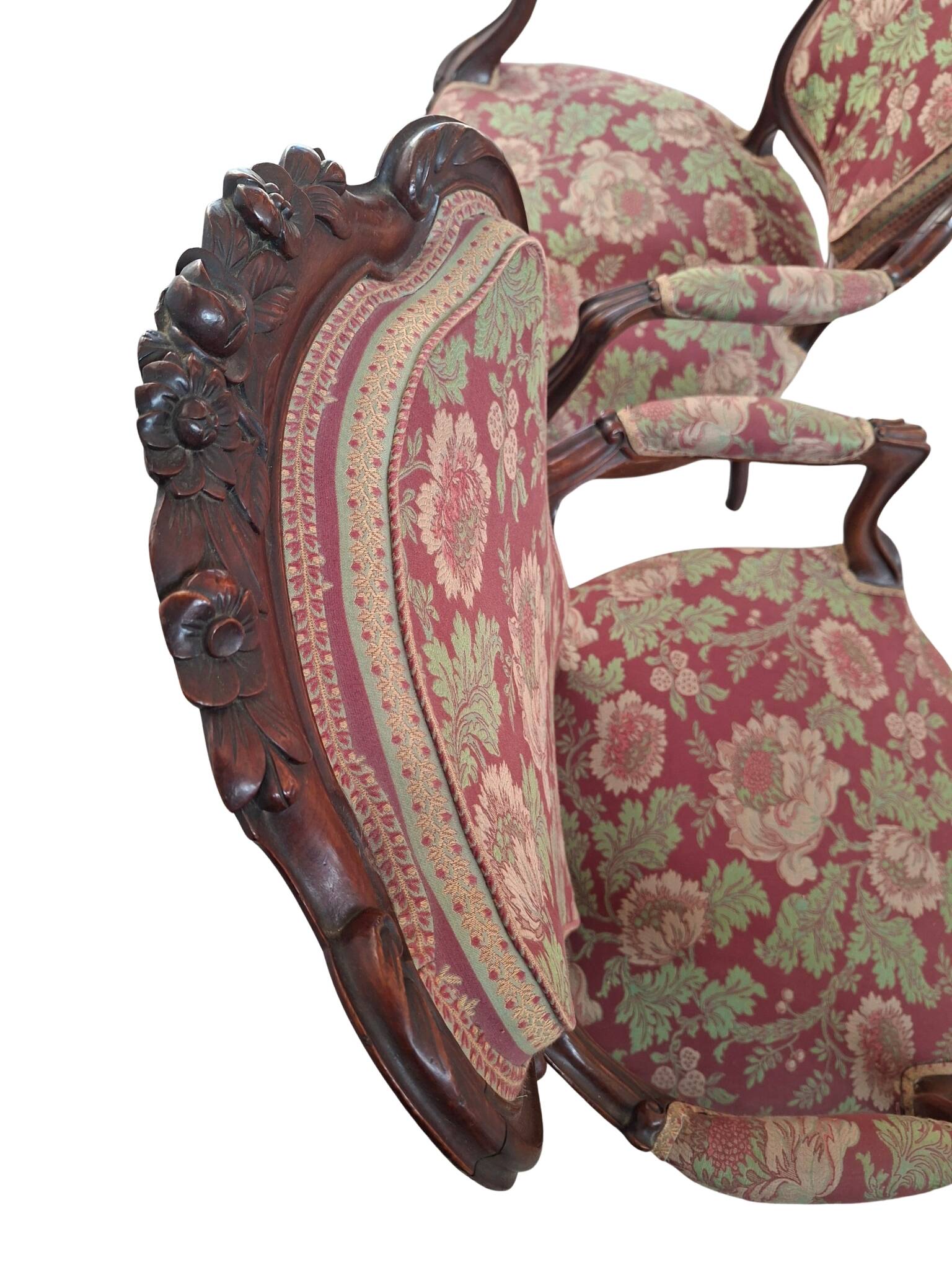 Coppia di Poltrone d'Epoca - Stile Luigi XV (Anni '60) in Pregiato Ciliegio