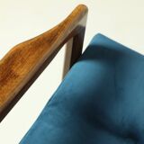 Vintage armchair navy blue velvet Mid century modern design by Zenon Bączyk 1965