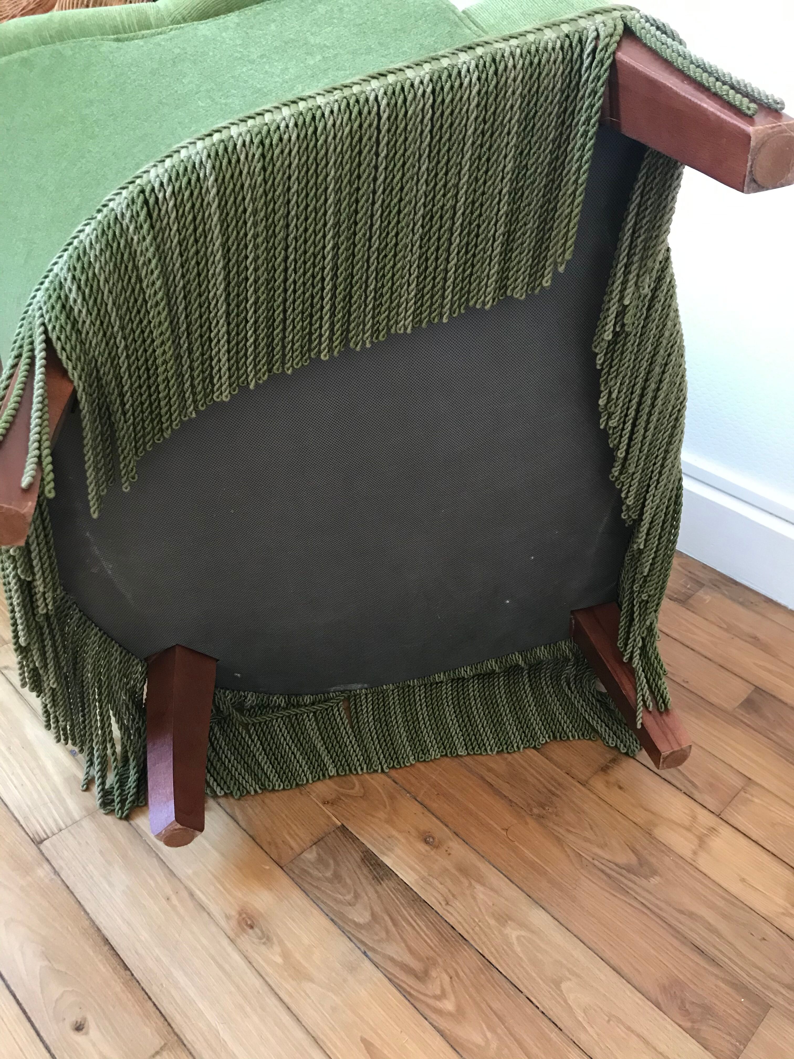 Green velvet toad armchair