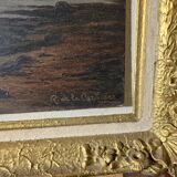 Old painting signed Roger de la Corbières – Seascape in the moonlight