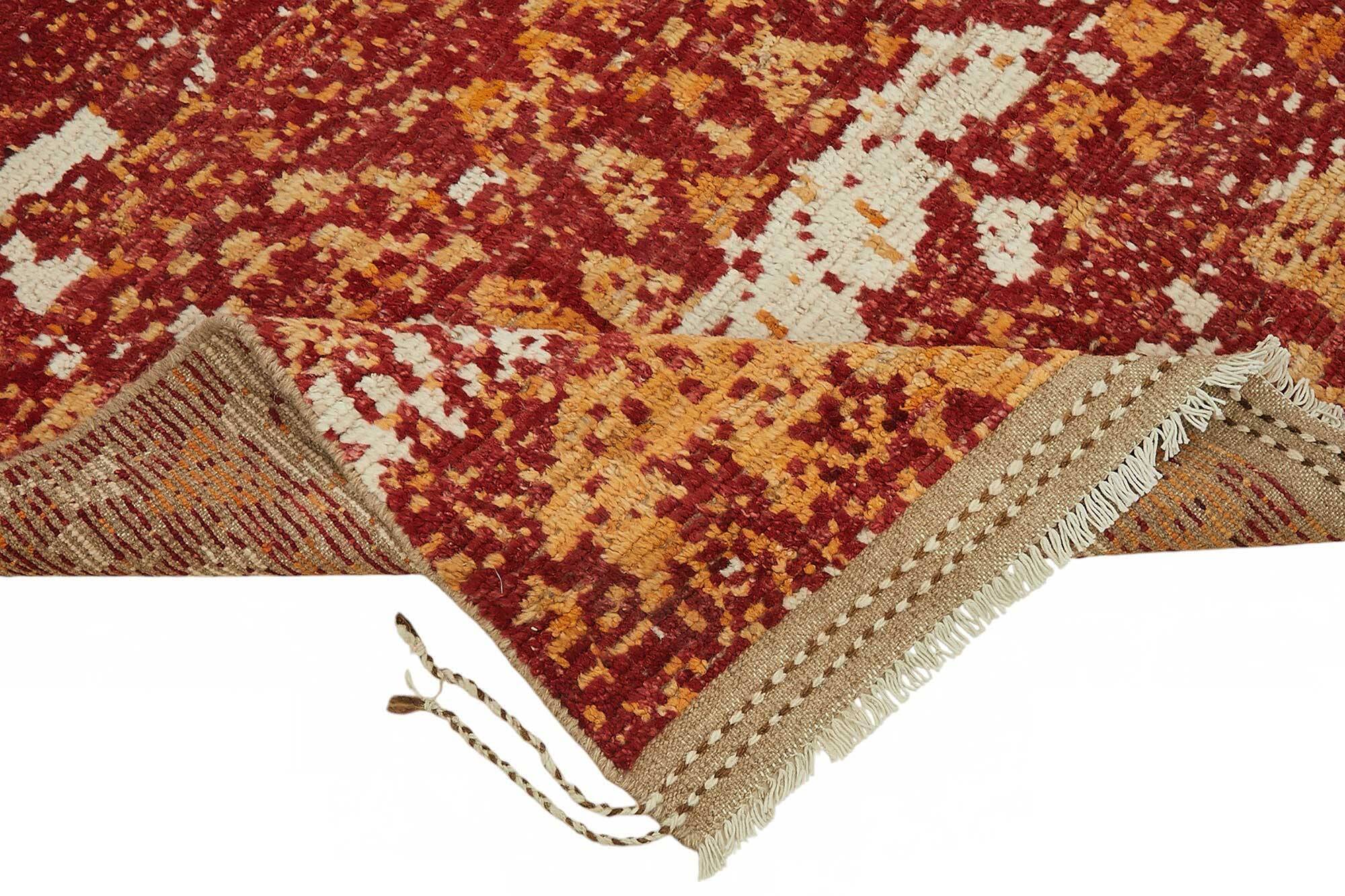 Handwoven Turkish Rustic 149 cm x 209 cm Red Wool Carpet