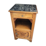 Solid wooden bedside with floral decoration