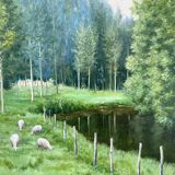 Green landscape signed in 2009