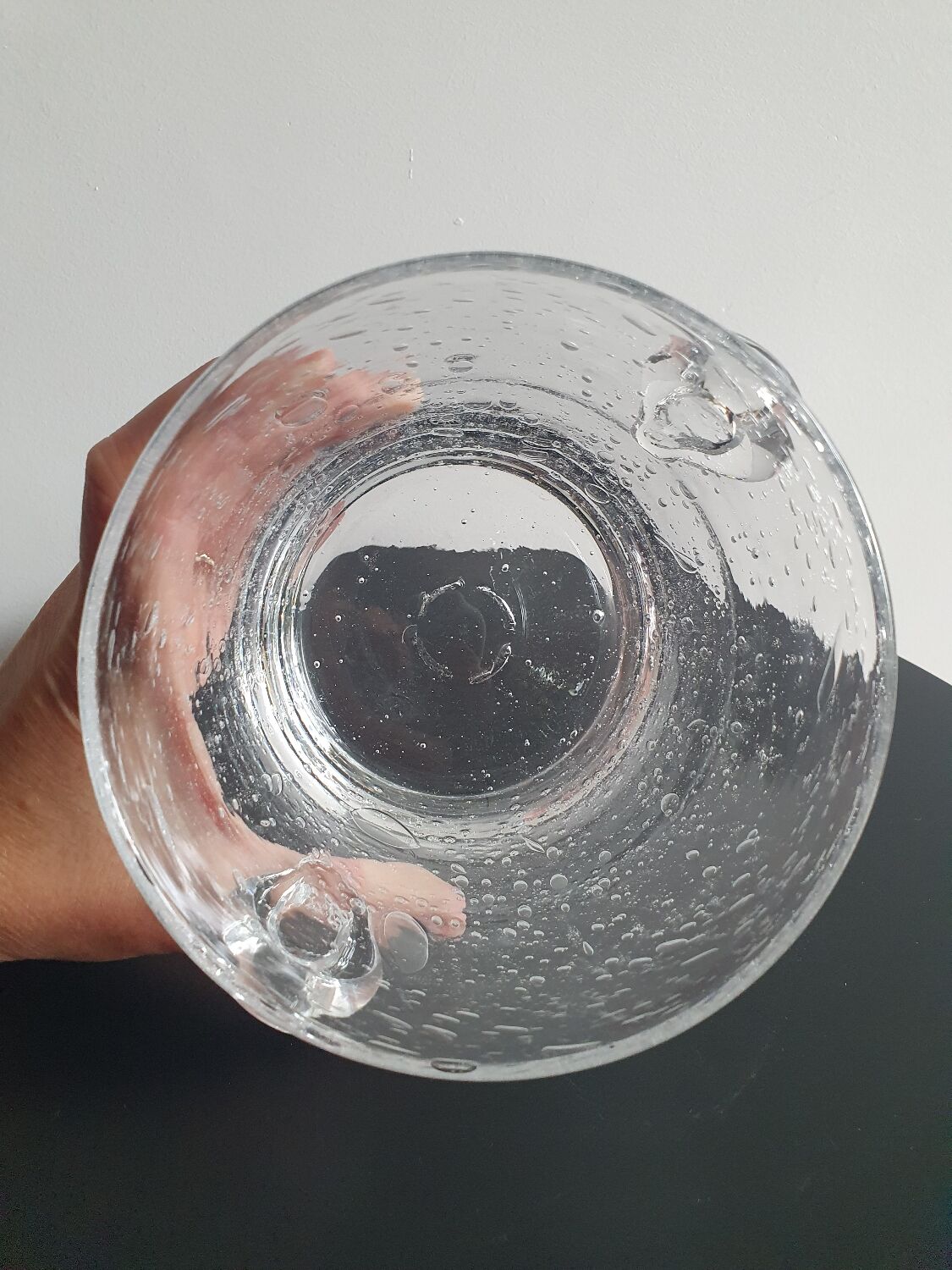Bubbled glass ice bucket
