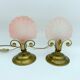 Pair of vintage brushed glass and brass shell lamps