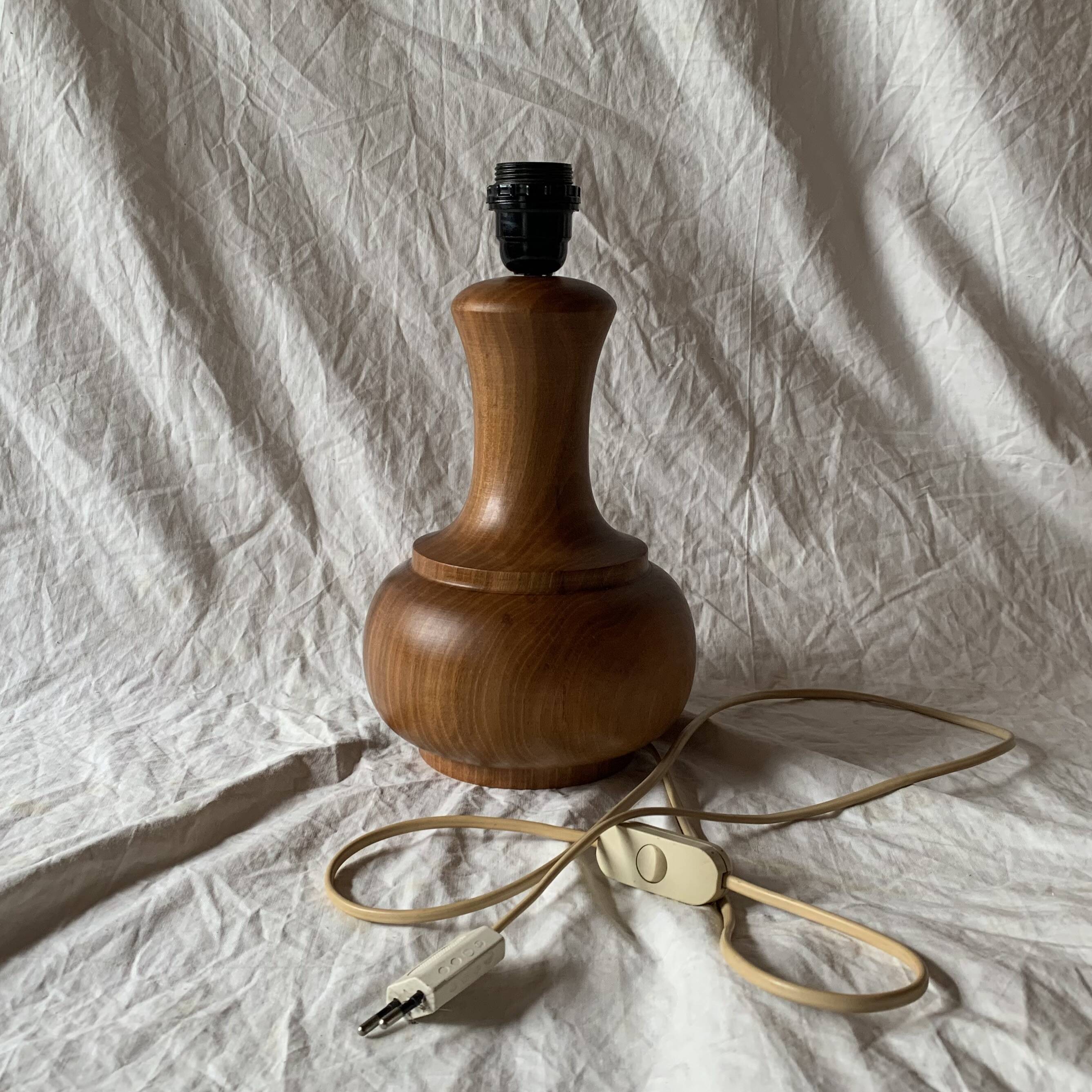 Vintage turned wood lamp base, 1970