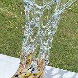 Plychrome openwork spun blown glass vase