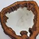 Vintage mirror with live edges in burl wood, signed, 1970s, 36 cm