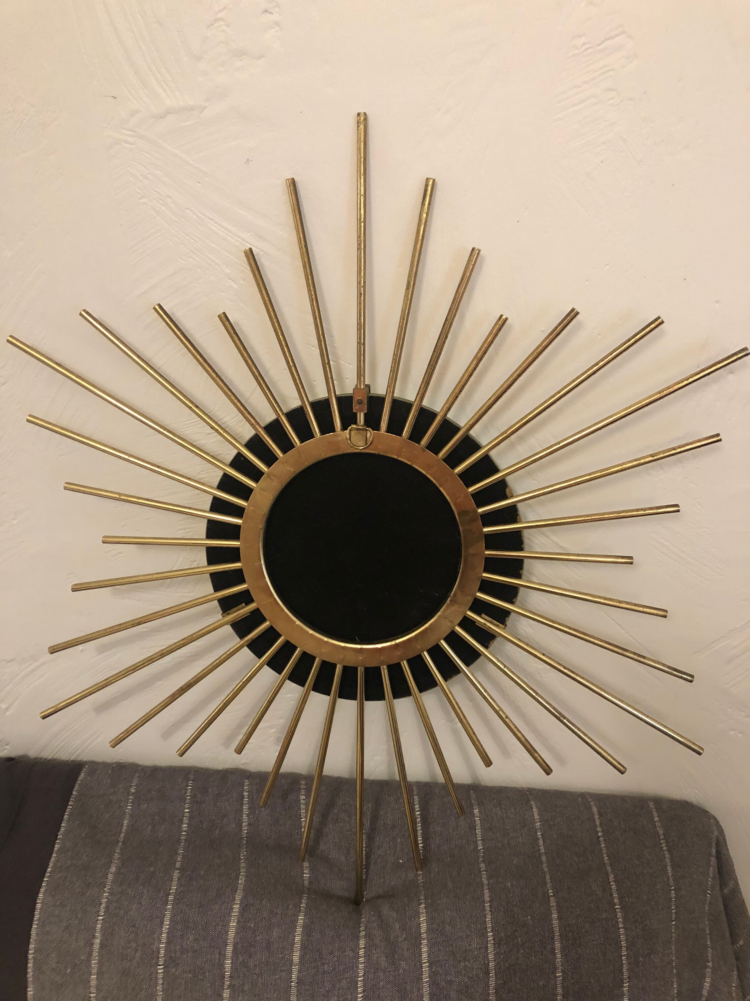 Miroir soleil acier doré vintage années 60