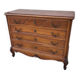 4 drawer chest of drawers in walnut with red marble top from the 19th century