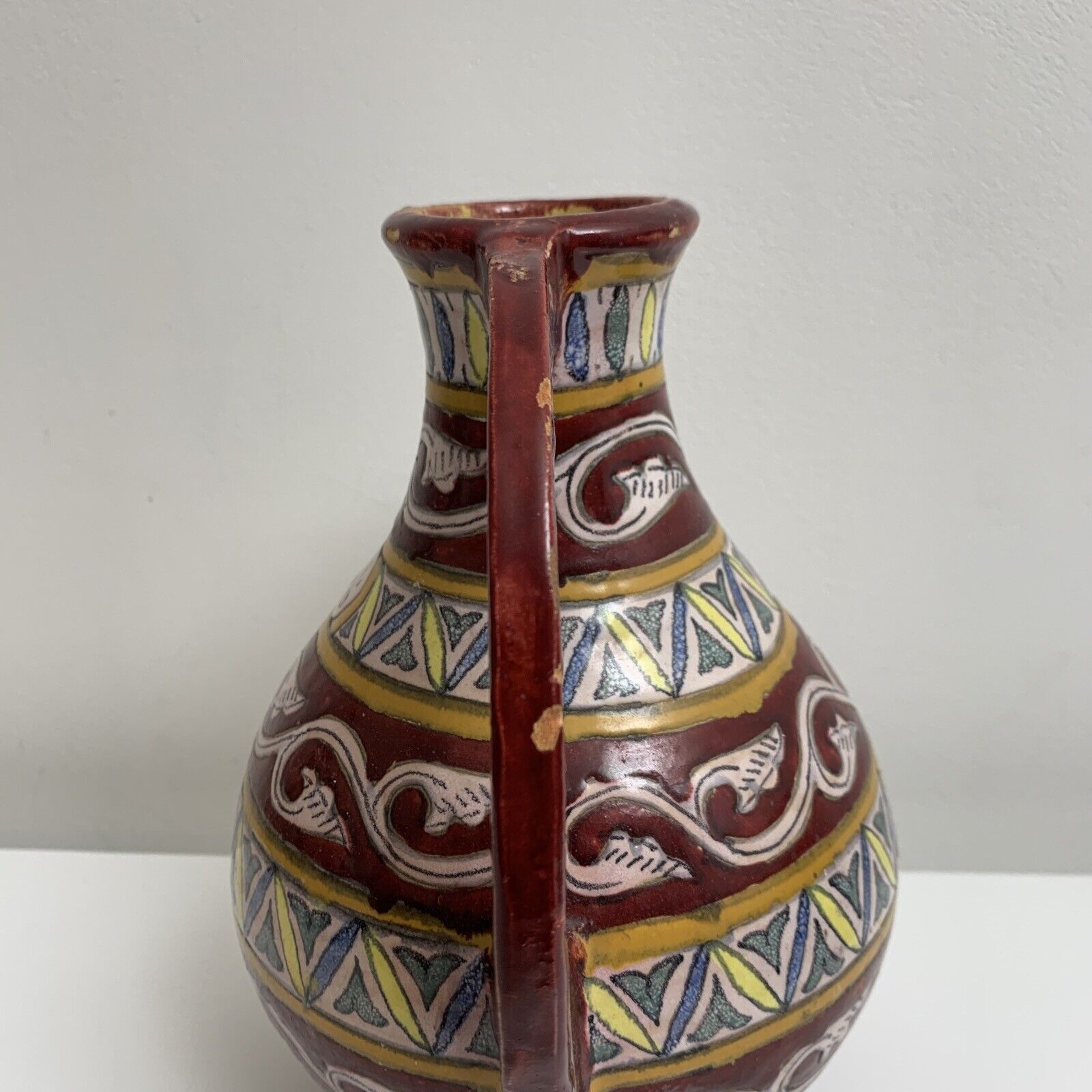 Ceramic handle vase Tunisia? TIssier? Nabeul? Ben Sedrine