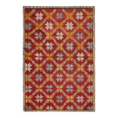 Tapis d'aire rouge en laine et coton turc vintage des années 1970, fait à la main, 188x277.