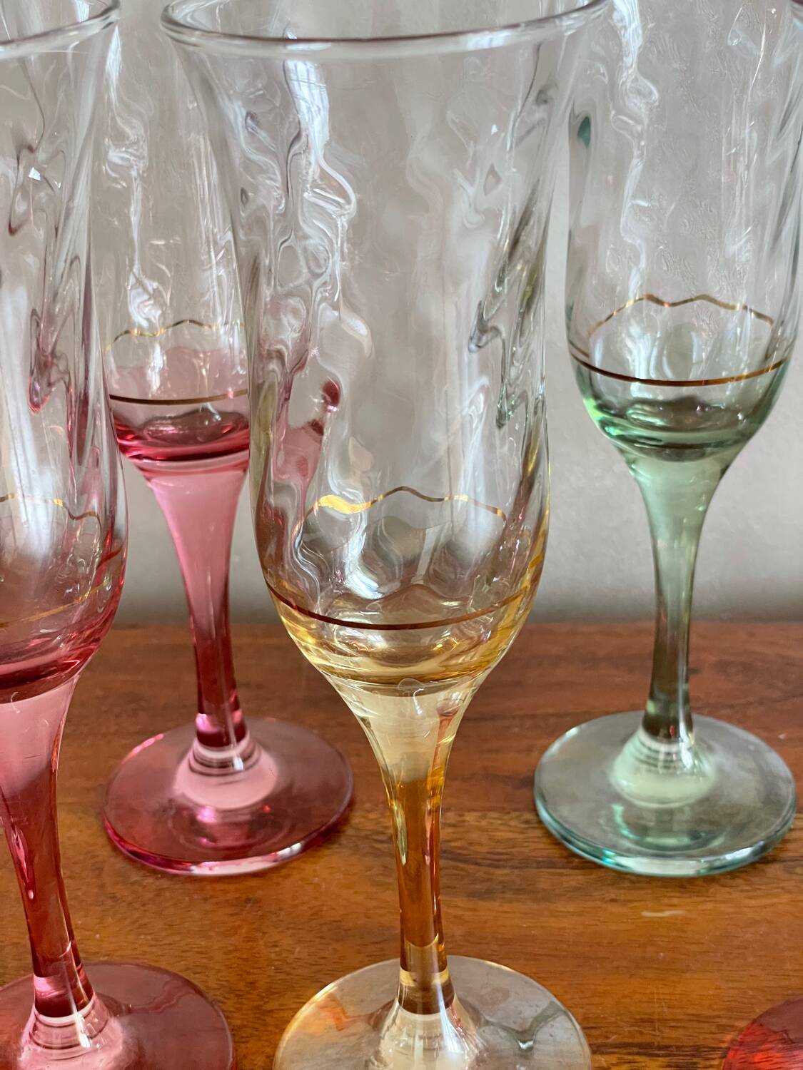 Colorful champagne flutes