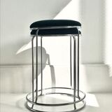 Duo of stools, chrome and green velvet