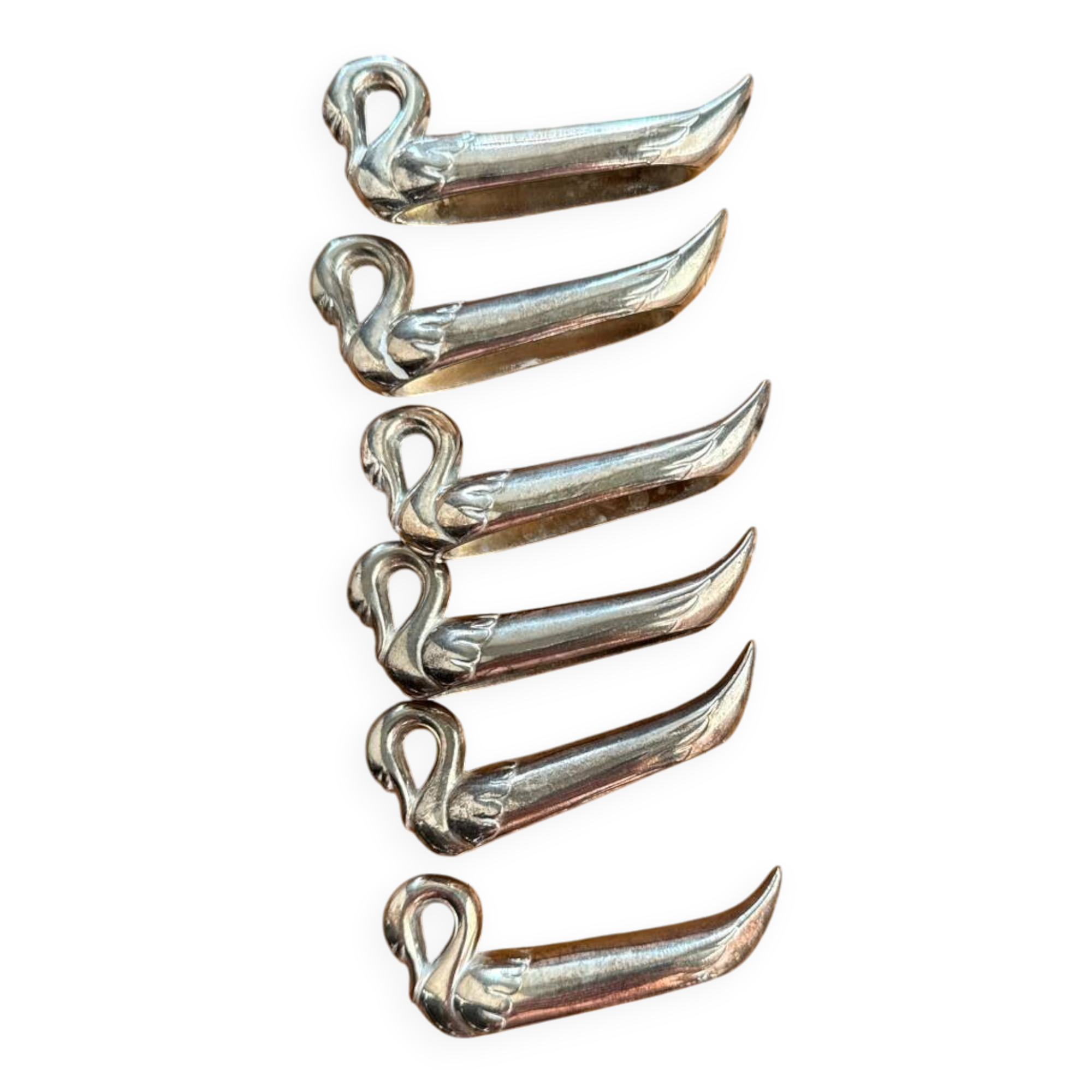 Silver metal swan knife holder