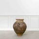 Old terracotta jar with its metal clasps, late 19th century.