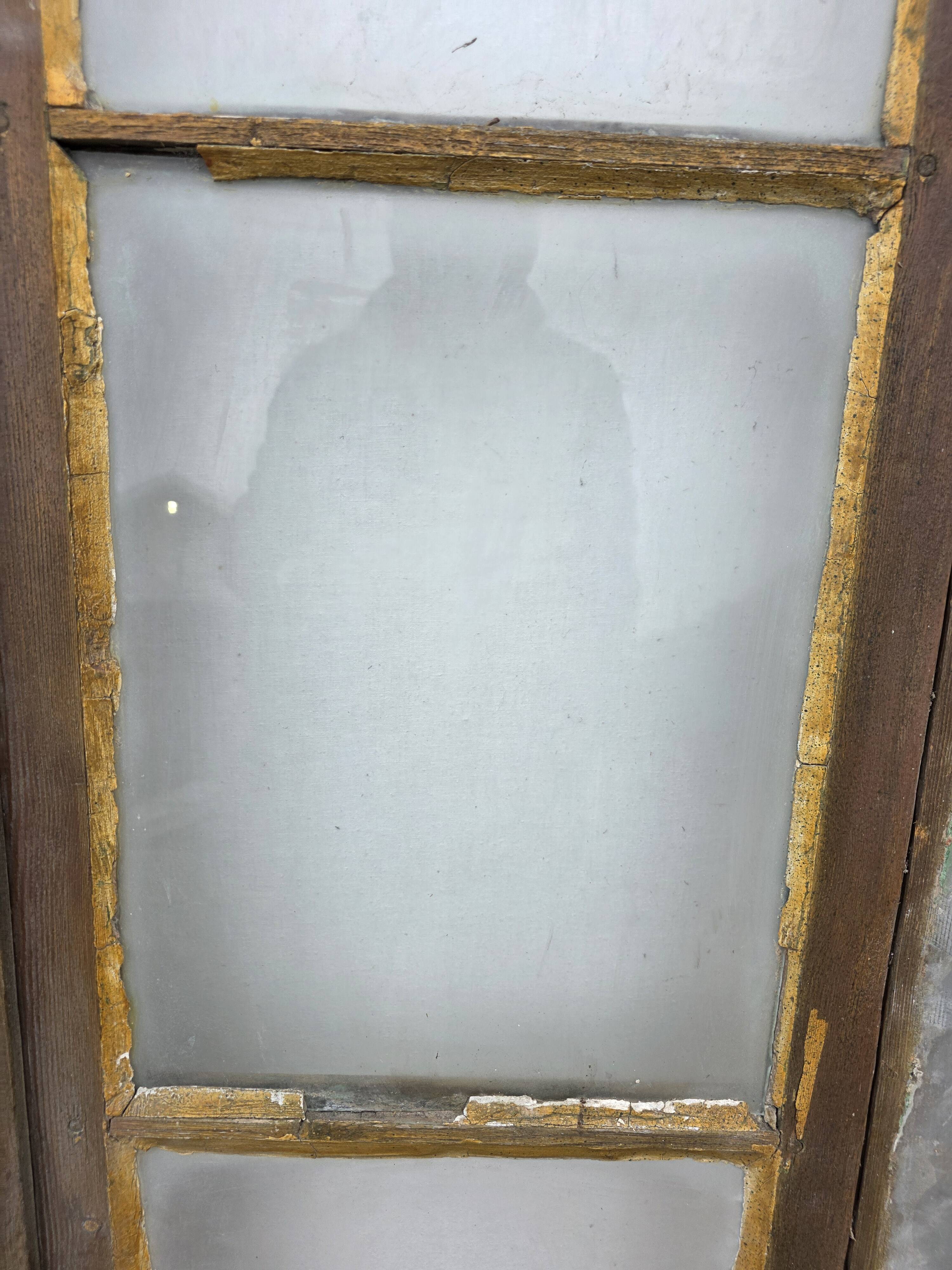 Old fir window with frame (one opening pane)