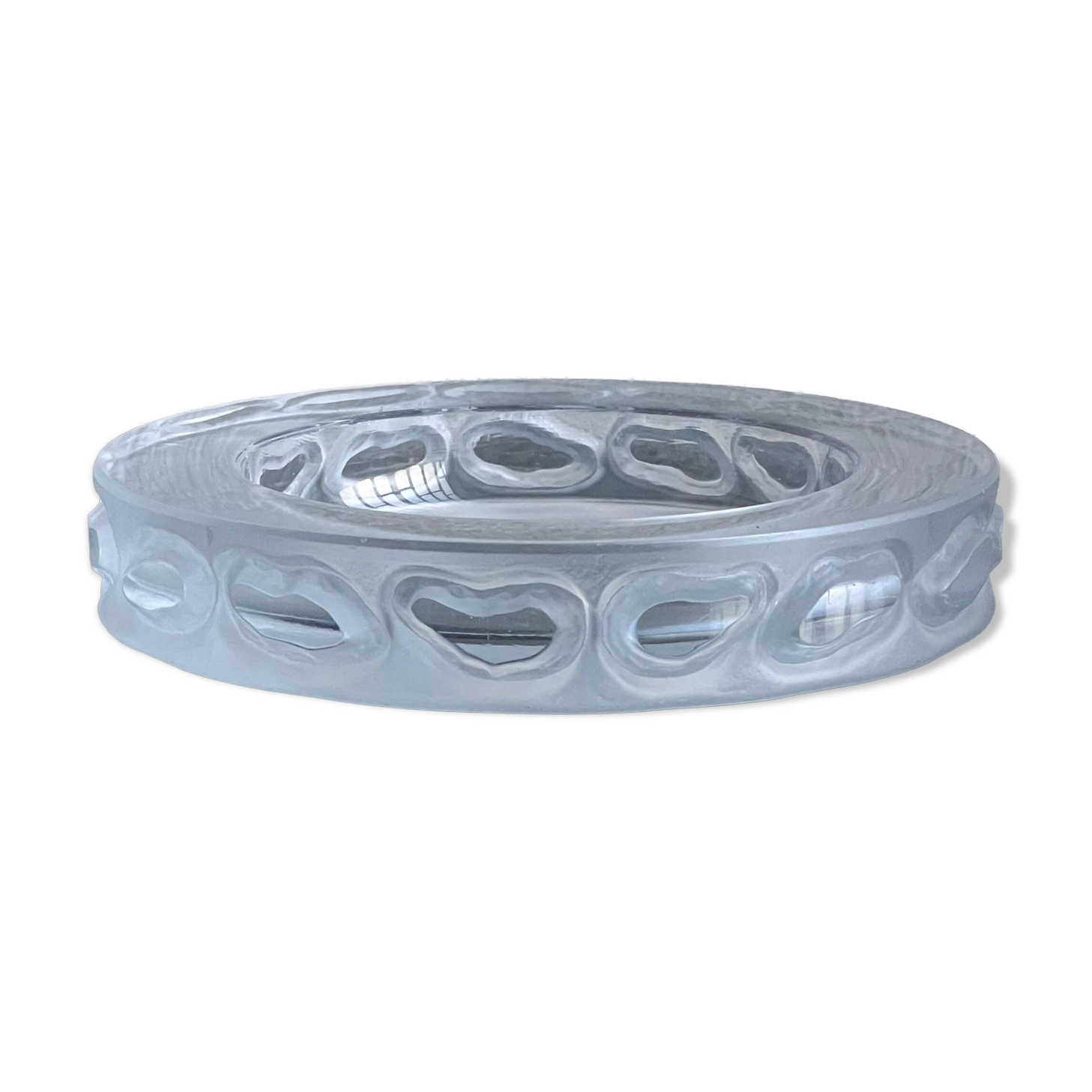 Vintage Bowl in Clear Glass, with Engraved Decorations