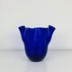 Vintage cobalt blue glass handkerchief vase