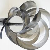 Suspension giant spiral-shaped chandelier in chrome 1970 vintage space age pop 70's seventies during light