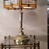 solid bronze lamp france 1960 tyffany style lampshade very beautiful 50x25 elec ok