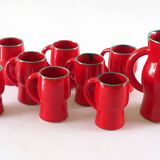 Orangeade or coffee service, pitcher and mugs Poët Laval