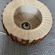 Graphic Scandinavian pendant light in wood and fabric from the 60s and 70s