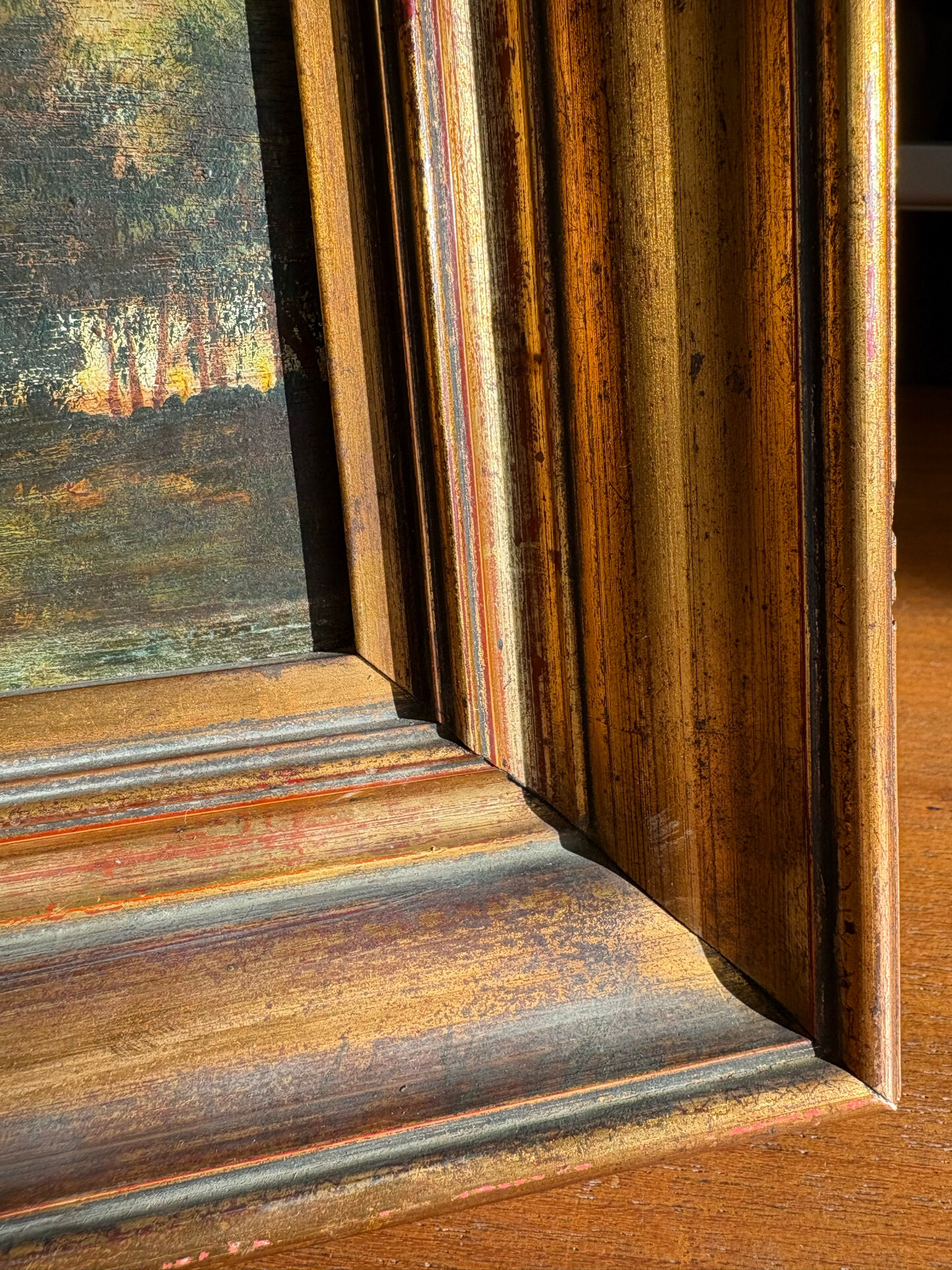 Antique painting from the late 19th century - Oil on panel in the Barbizon style.
