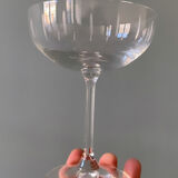 Series of 6 champagne glasses in engraved glass