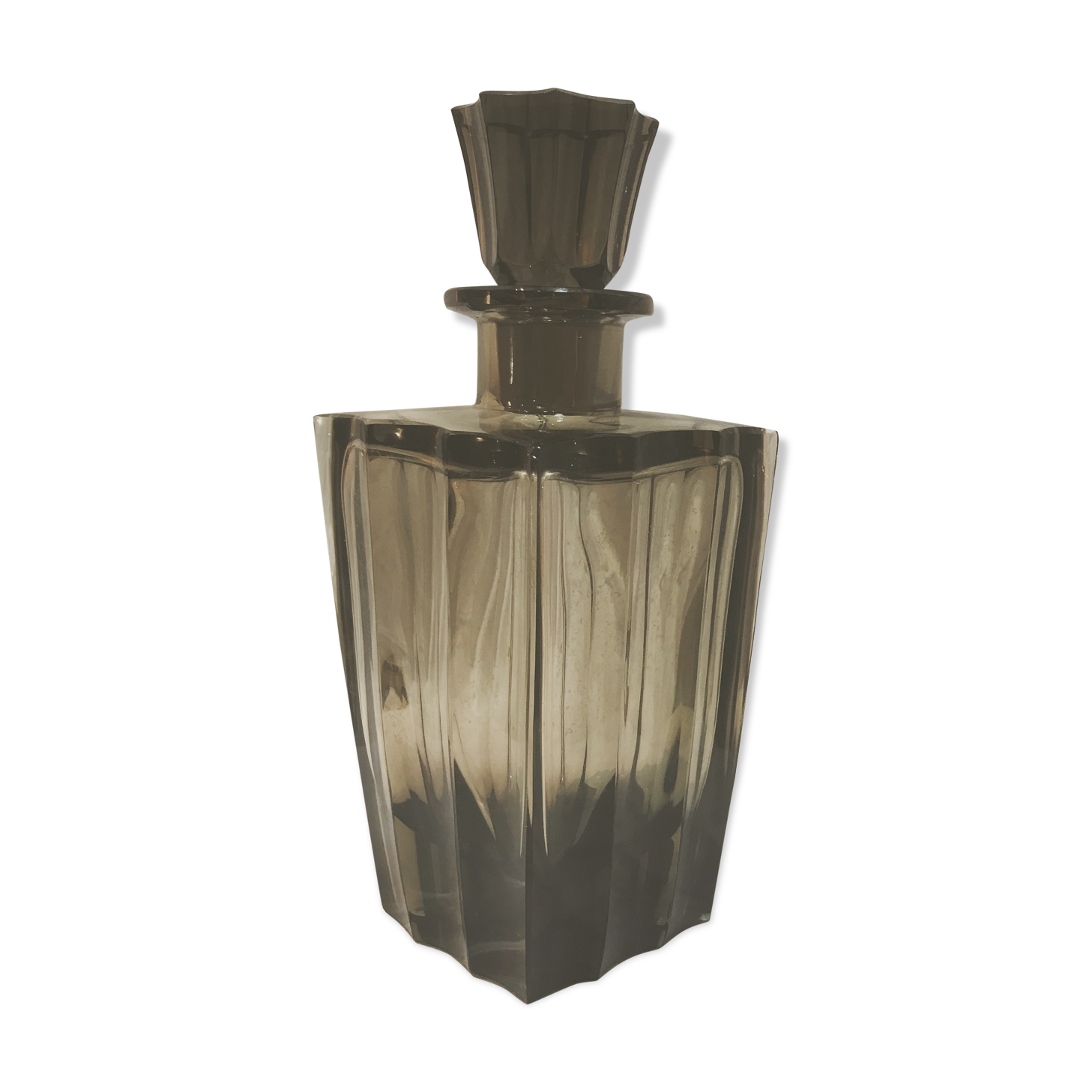 Carafe à alcool en verre fumé 1950