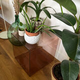 Vintage smoked plexiglass cube by Miche Dumas for Roche Bobois 70s.