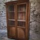 Vitrine française vintage en hêtre, bibliothèque à porte vitrée, meuble Art déco, vers 1930–1950