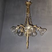 Italian Liberty Bronze Chandelier, 1940s