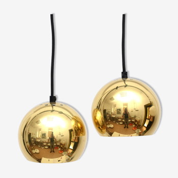 Pair of pendant lamps in brass, Denmark 1960s