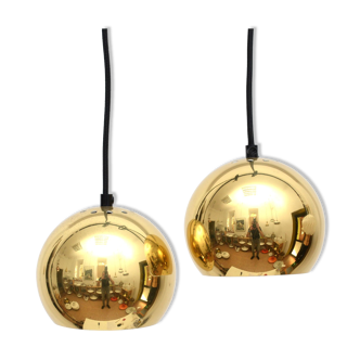 Pair of pendant lamps in brass, Denmark 1960s