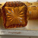 Vintage Italian liqueur service in amber glass – "Pointe de" work